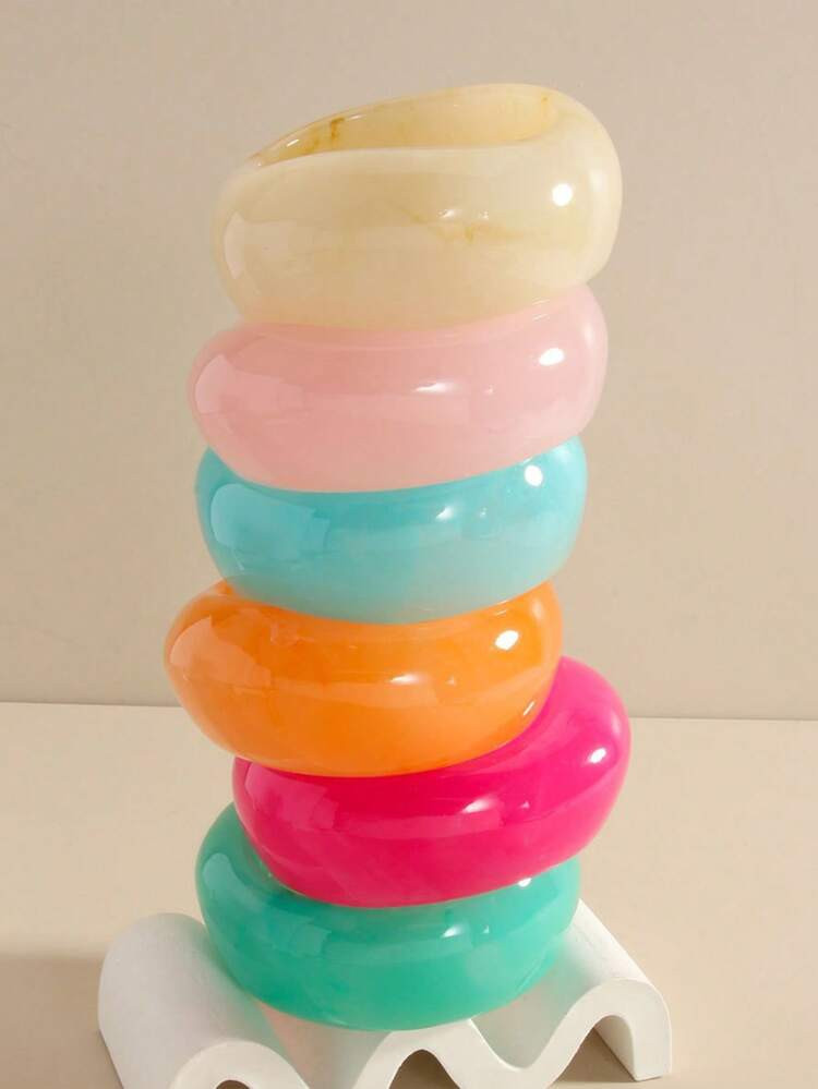 1pc Exaggerated Asymmetric Geometric Resin Bangle Bracelet, Colorful, Vintage, Unique Design For Women | SHEIN