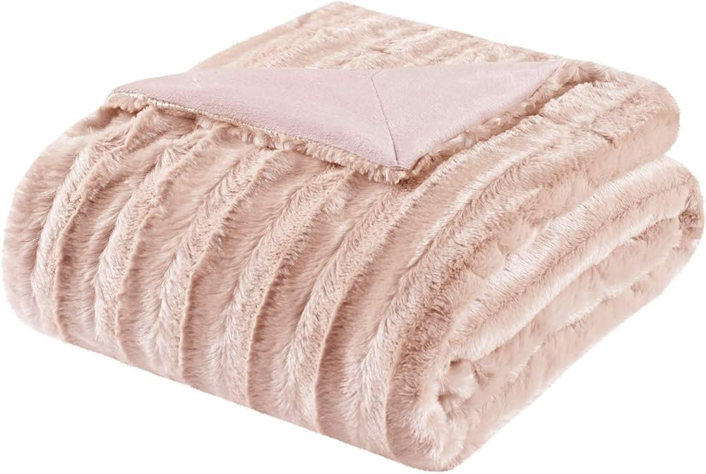 Madison Park Duke Reversible Long Faux Fur and Micro Fur Throw 50x60 Super Soft Lush Comfort | Amazon (US)