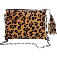 Leopard Print Leather Crossbody Bag, Hair On Hide Small Pouch Bag With Chain, Handmade Animal Clutch, Western Wear Rodeo Purse | Etsy (US)