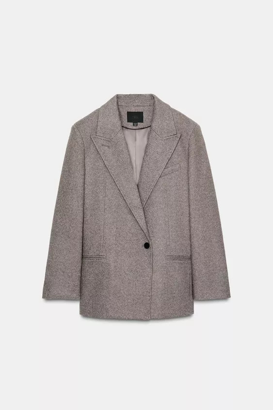 HERRINGBONE BLAZER WITH SHOULDER PADS | Zara UK