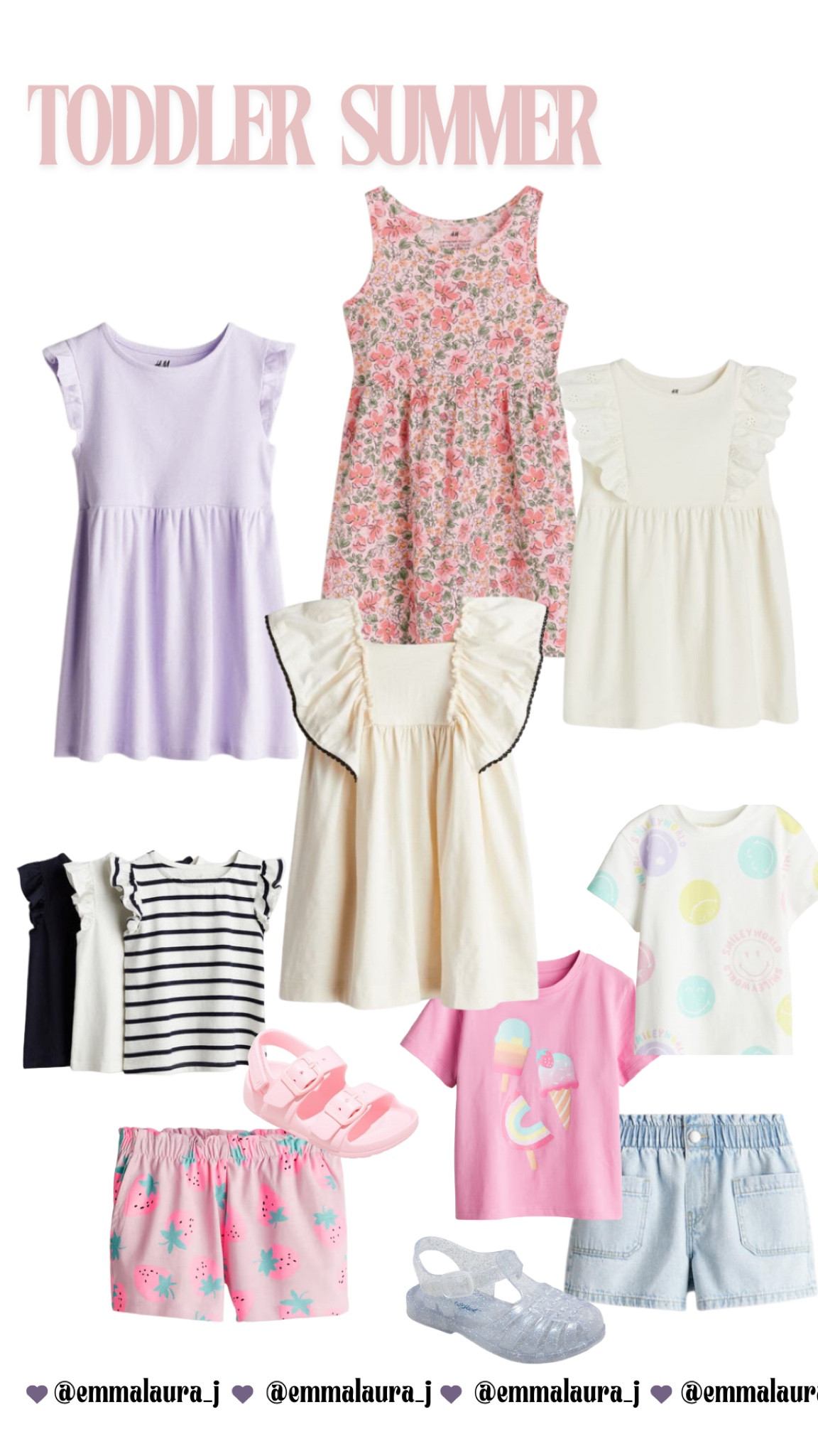 Toddler Summer Clothes variety of the cutest dresses and tees and shorts with a deal on sandals! All such great prices!
#toddlersummer 

#LTKKids #LTKFindsUnder50