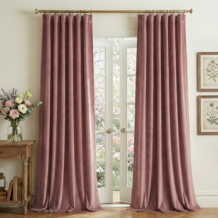 StangH Dusty Rose Pink Velvet Curtains 84 Inches Long 2 Panels | Amazon (US)