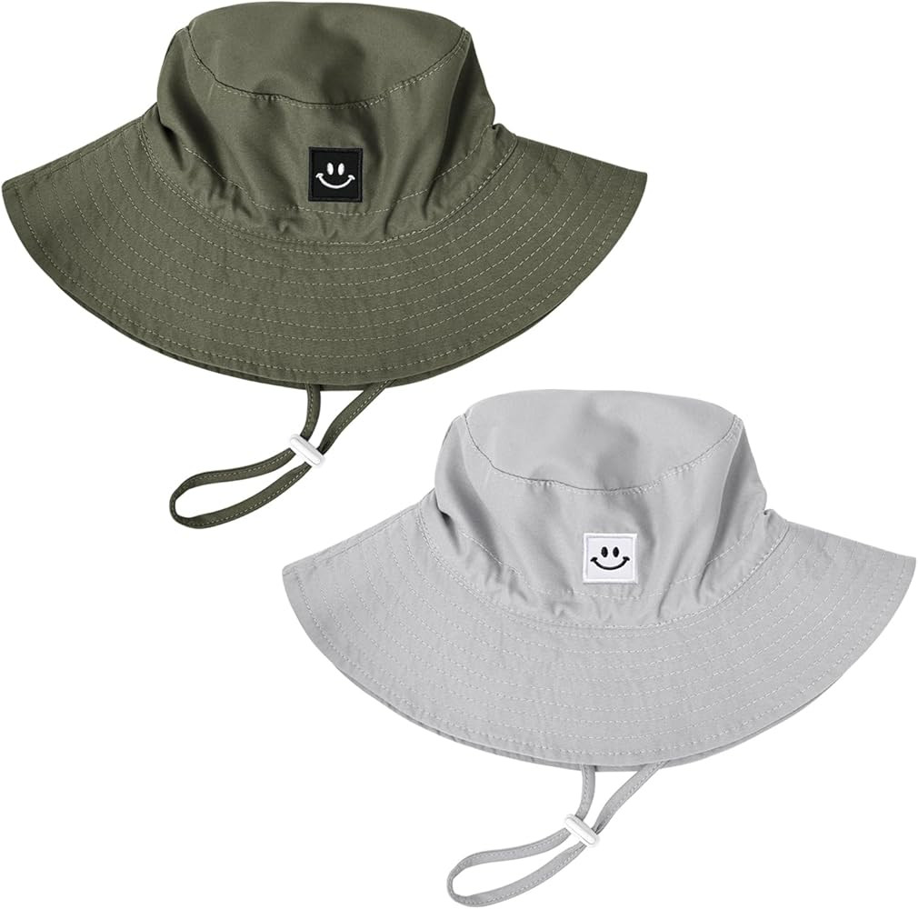 Baby Toddler Sun Hat,Kids Summer Smile Face UPF 50+ Beach Bucket Hat for Boys Girls Children | Amazon (US)