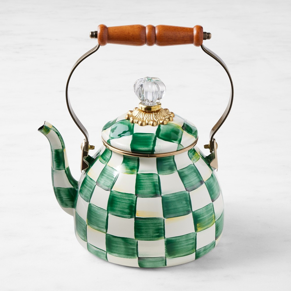MacKenzie-Childs Emerald Check Tea Kettle | Williams-Sonoma