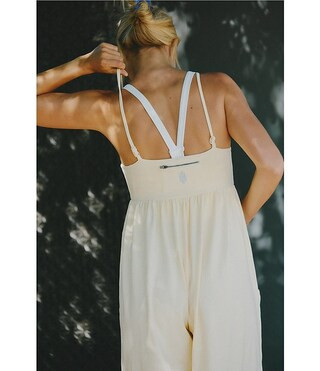 FP Movement Hot Shot Strappy Square Neck Sleeveless Wide Leg Jumpsuit | Dillard's