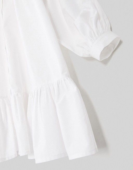 ASOS DESIGN cotton poplin trapeze oversized mini shirt dress in white | ASOS (Global)