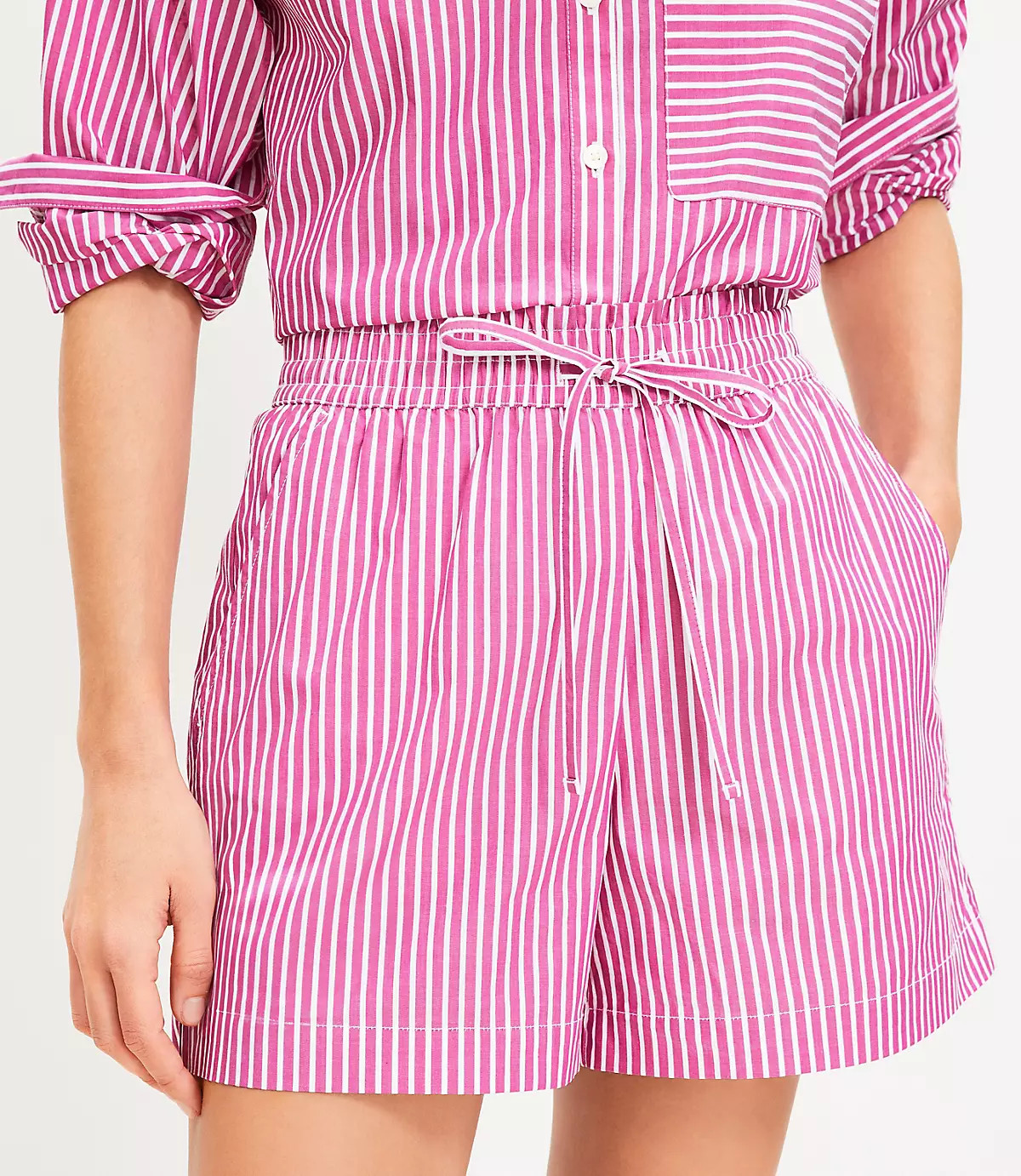Pull On Shorts in Striped Poplin | LOFT