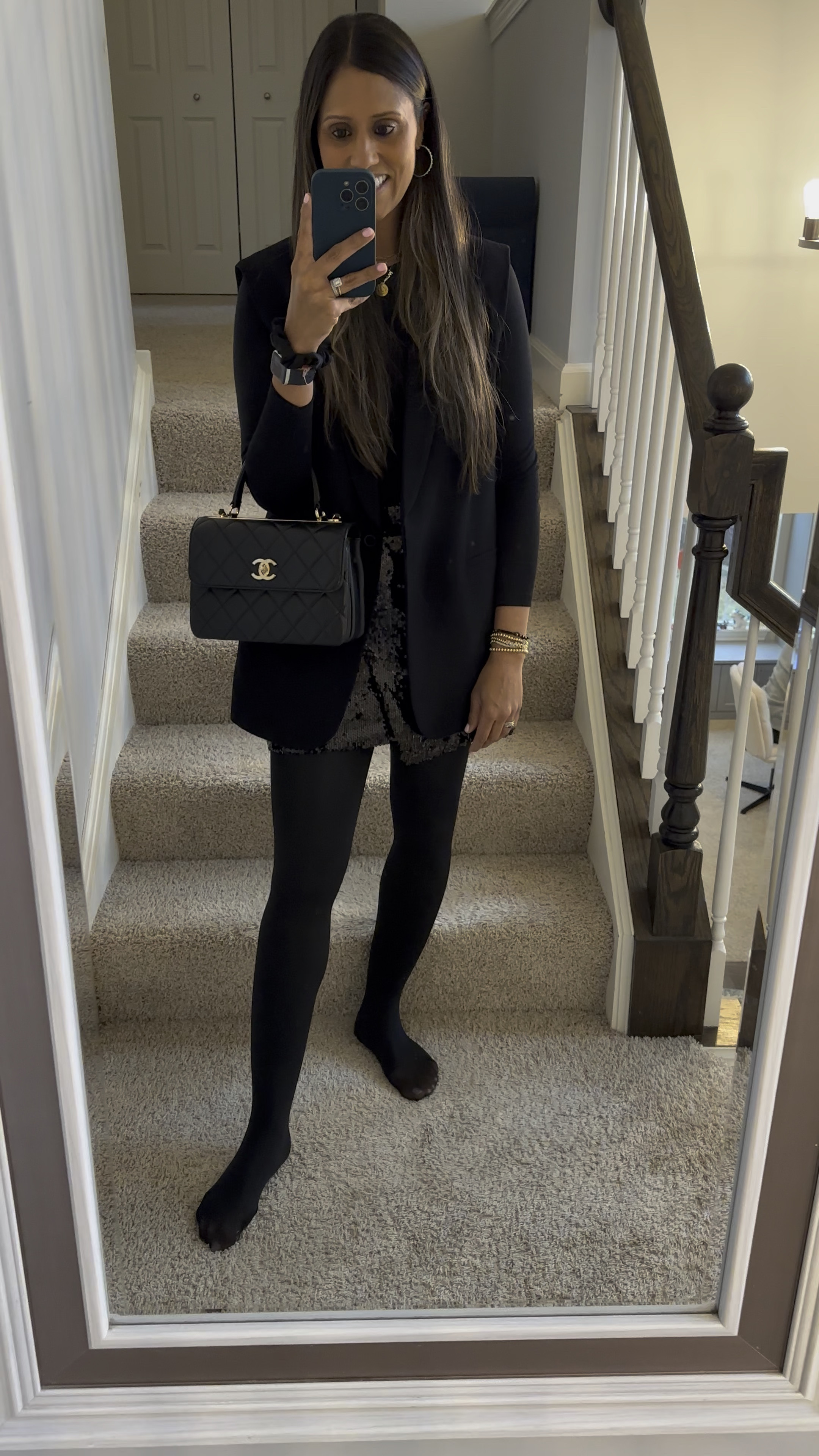 Family date night outfit! Loving sequin for my birthday celebrations and these warm tights, fleece lined and so comfortable.  Love blazers and this sleeveless one is the best 

#LTKParties #LTKStyleTip #LTKWatchNow