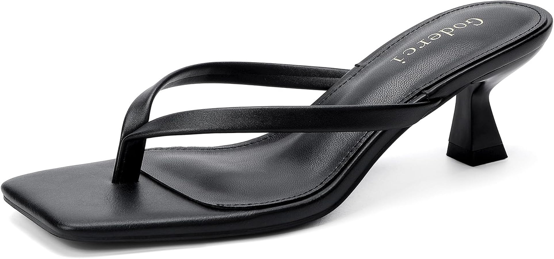 Goderci Kitten Flip Flop Thong Low Heels for Women Square Open Toe Slip On Heeled Sandals | Amazon (US)