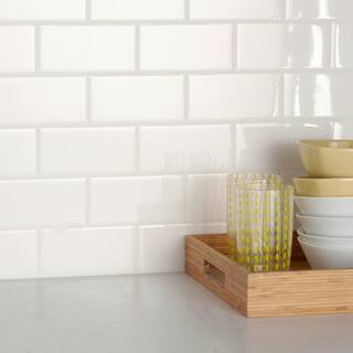 Daltile Restore 3 in. x 6 in. Ceramic Bright White Subway Tile (0.125 sq. ft./ Each) RE1536MODHD1... | The Home Depot