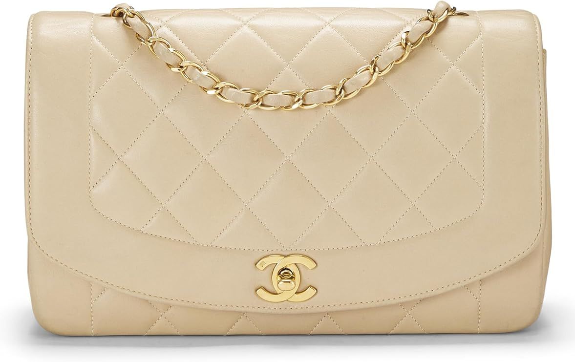 Amazon.com: Chanel, Pre-Loved Beige Quilted Lambskin Diana Flap Medium, Beige : Luxury Stores | Amazon (US)