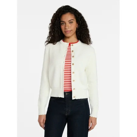 Time and Tru Women's Button Front Textured Cardigan, Sizes XS-XXXL | Walmart (US)