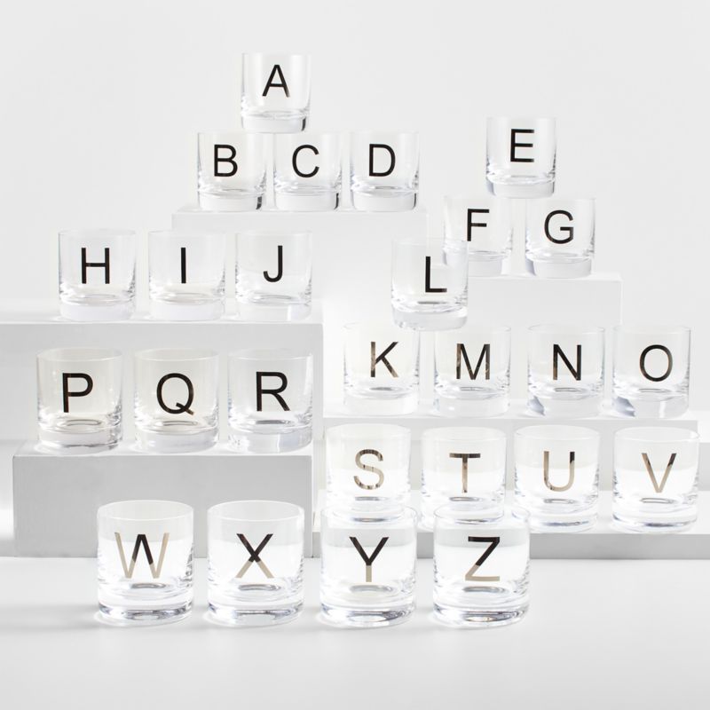 Monogrammed Double Old-Fashioned Glasses | Crate and Barrel | Crate & Barrel