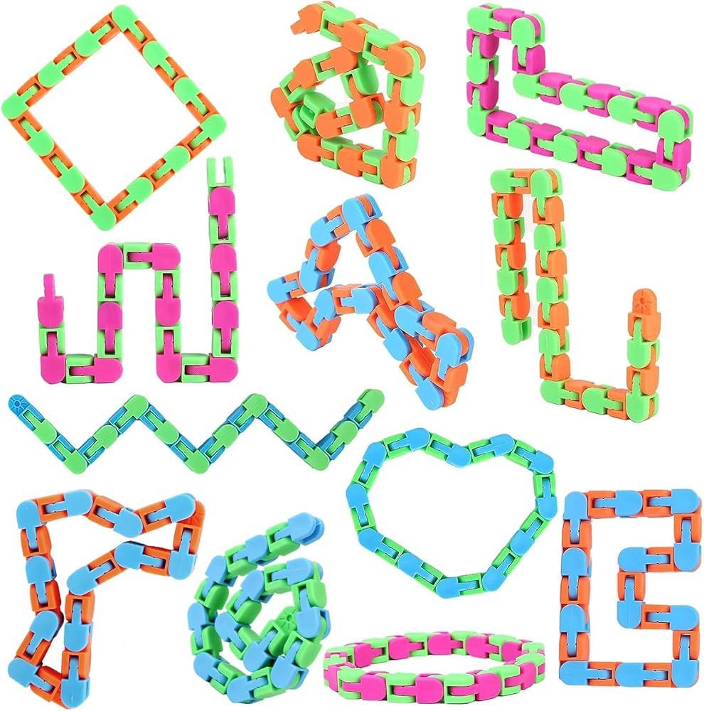 12 Pack Wacky Tracks Snap Fidgets Snake Click Fidget Toys for Kids Adults ADHD Autism Sensory Cla... | Amazon (US)