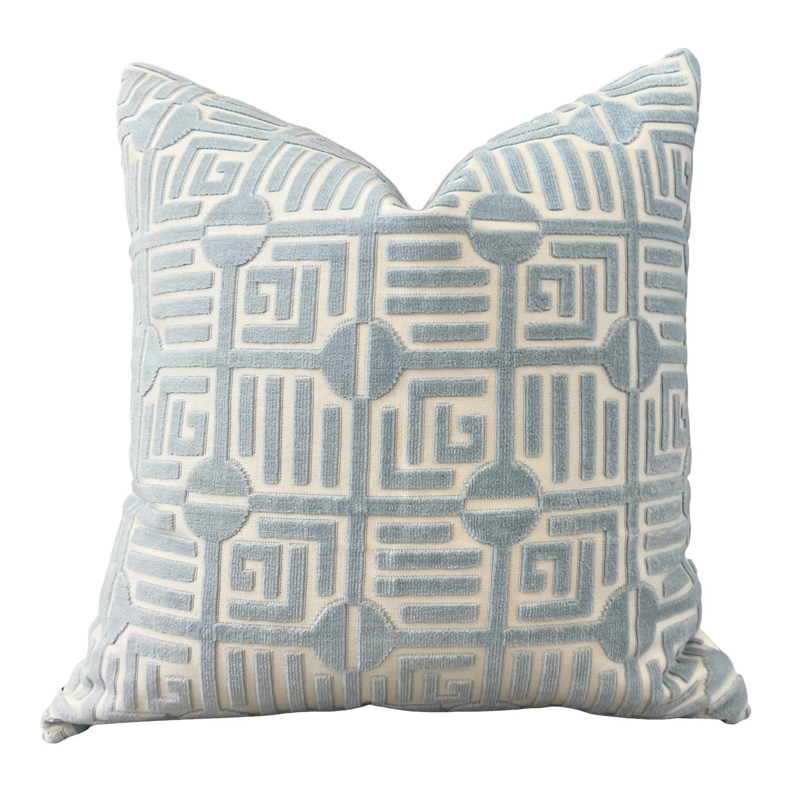 Thibaut Labyrinth Velvet Pillow in Spa Blue. High End Pillows, Designer Raised Velvet Pillows, Ge... | Etsy (US)