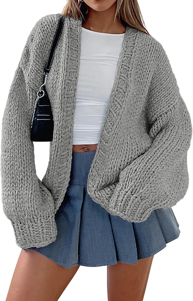 dowerme Women's Oversized Cardigan Casual Long Sleeve Open Front Drop Shoulder Cute Fall Sweaters... | Amazon (US)