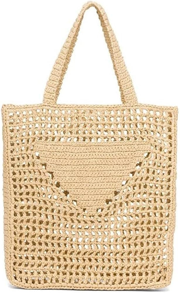 Woven Style Handbag for Women Fiber Weaving Hollowed Out Tote Bag Holiday Beach Bag | Amazon (US)