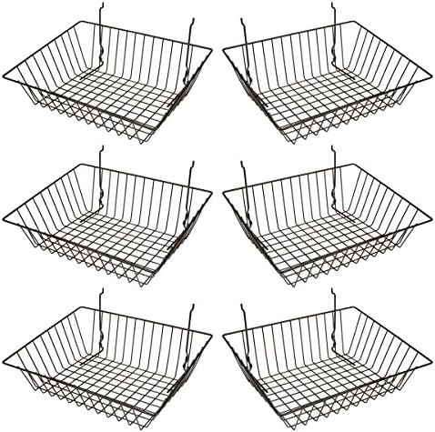 Econoco - Black Multi-Fit Sloping Wire Basket for Slatwall, Pegboard or Gridwall (Set of 6) Metal Se | Amazon (US)