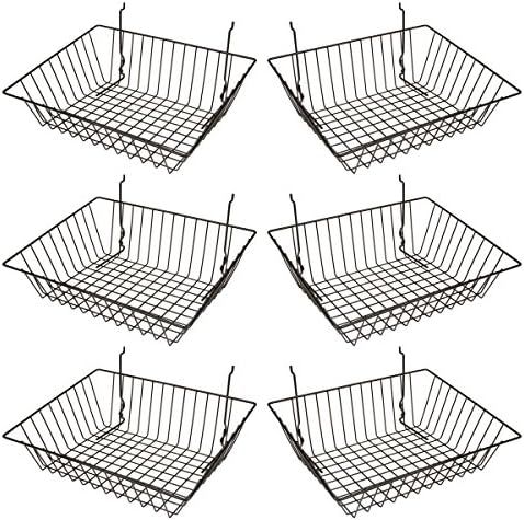 Econoco - Black Multi-Fit Sloping Wire Basket for Slatwall, Pegboard or Gridwall (Set of 6) Metal Se | Amazon (US)