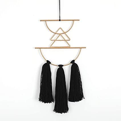 Boho Christmas Decor Gift Macrame Wall Decor Black Small Macrame Wall Hanging Home Cute Décor | Amazon (US)