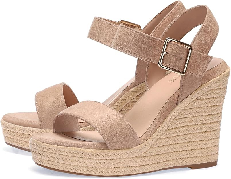 VICKI·VICKI Wedges for Women Platform Sandals Wedge Heels for Sandals Comfortable Summer Espadri... | Amazon (US)