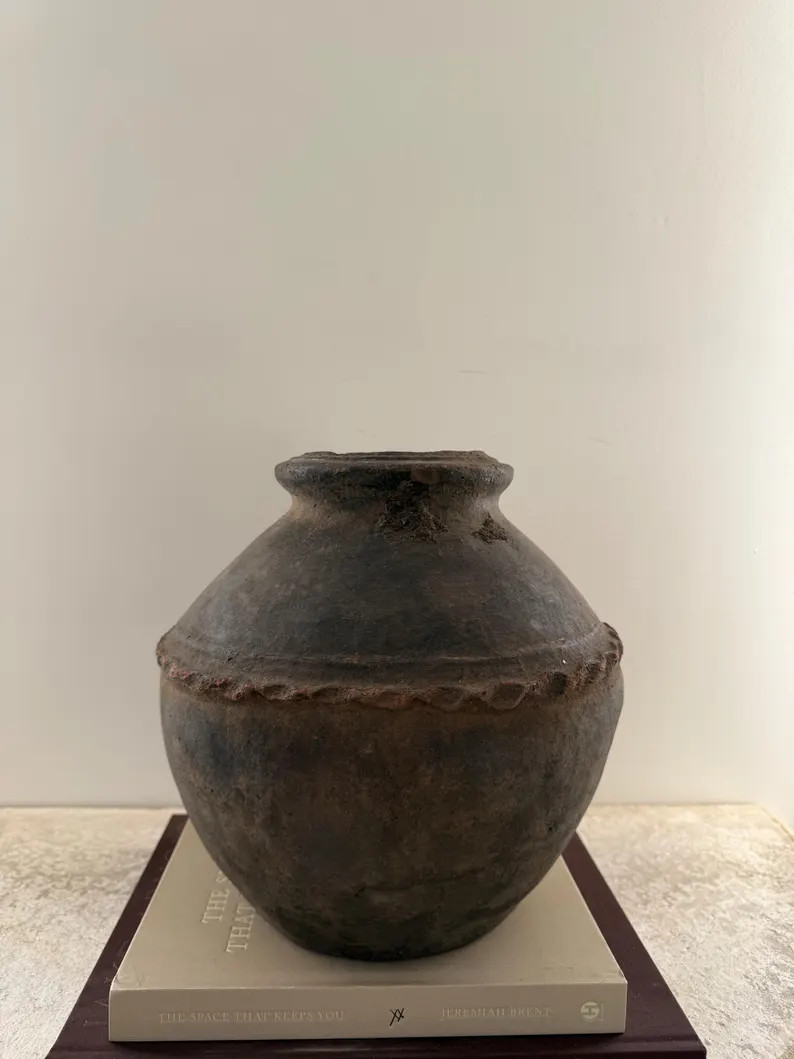 Vintage Indian Clay Water Pot | Rustic Brown Earthenware Vase | Handmade Pottery Vessel | Primiti... | Etsy (US)