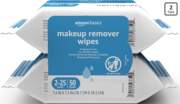 Amazon Basics Makeup Remover Wipes, Formulated without Fragrance and Alcohol-Free, Gentle Cleansi... | Amazon (US)