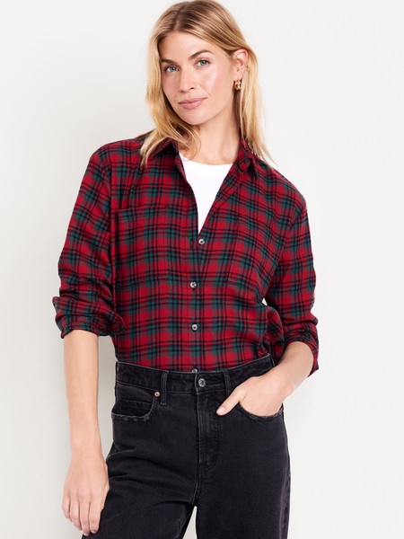 Flannel Boyfriend Button-Down Shirt | Old Navy (US)