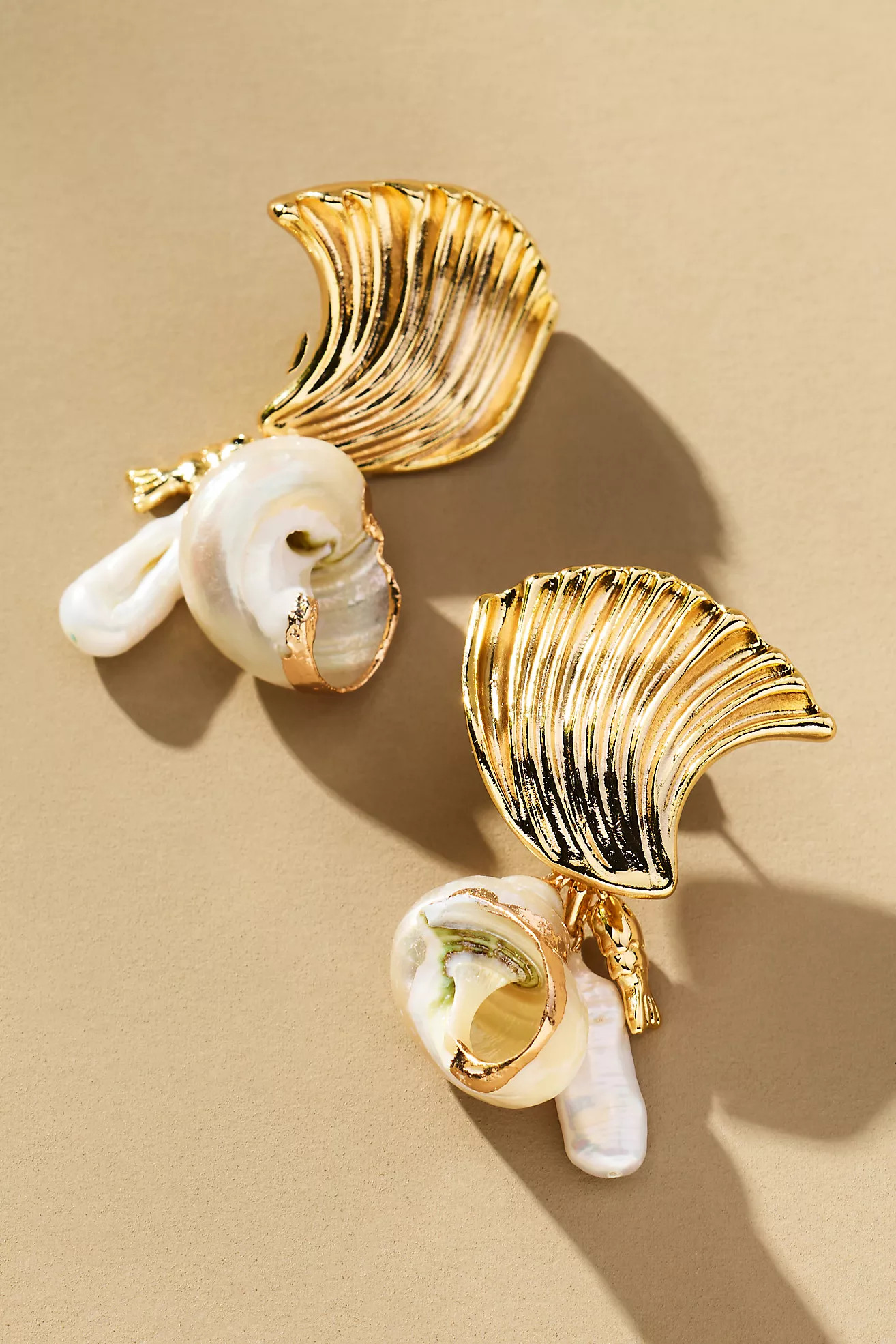 Fanned Shell Pearl Drop Earrings | Anthropologie (US)