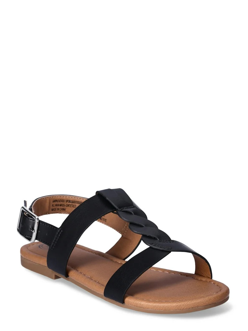 Wonder Nation Little Girls and Big Girls Braid Sandals | Walmart (US)