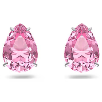 Gema stud earrings, Drop cut, Pink, Rhodium plated by SWAROVSKI | SWAROVSKI