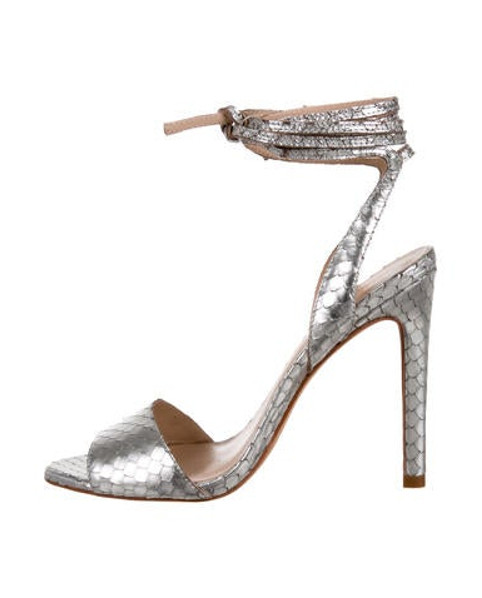 Loeffler Randall Metallic Lace-Up Sandals Silver | The RealReal