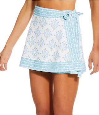 A Loves A Traditional Blooms Ivory Border Print Wrap Skirt Cover-Up | Dillard's | Dillard's