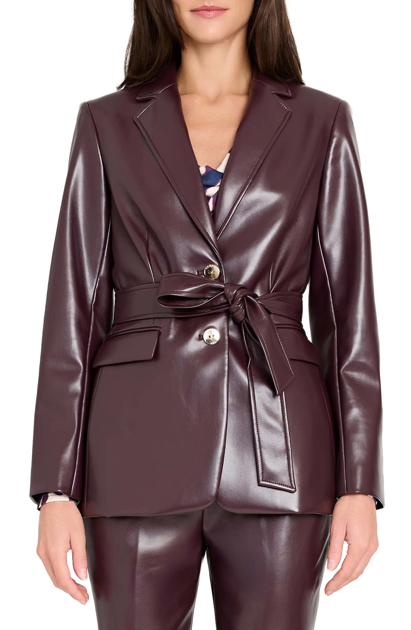 Belted Faux Leather Blazer | Nordstrom