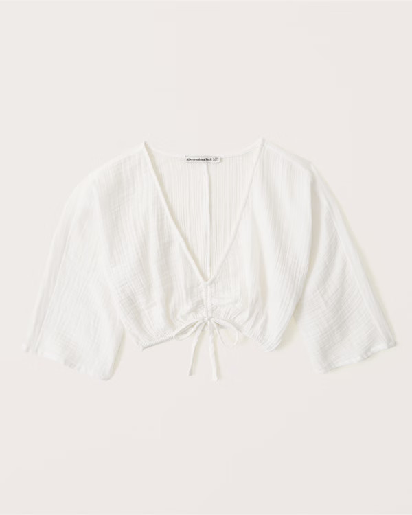 Cropped Gauzy Beach Kimono Coverup Top | Abercrombie & Fitch (US)