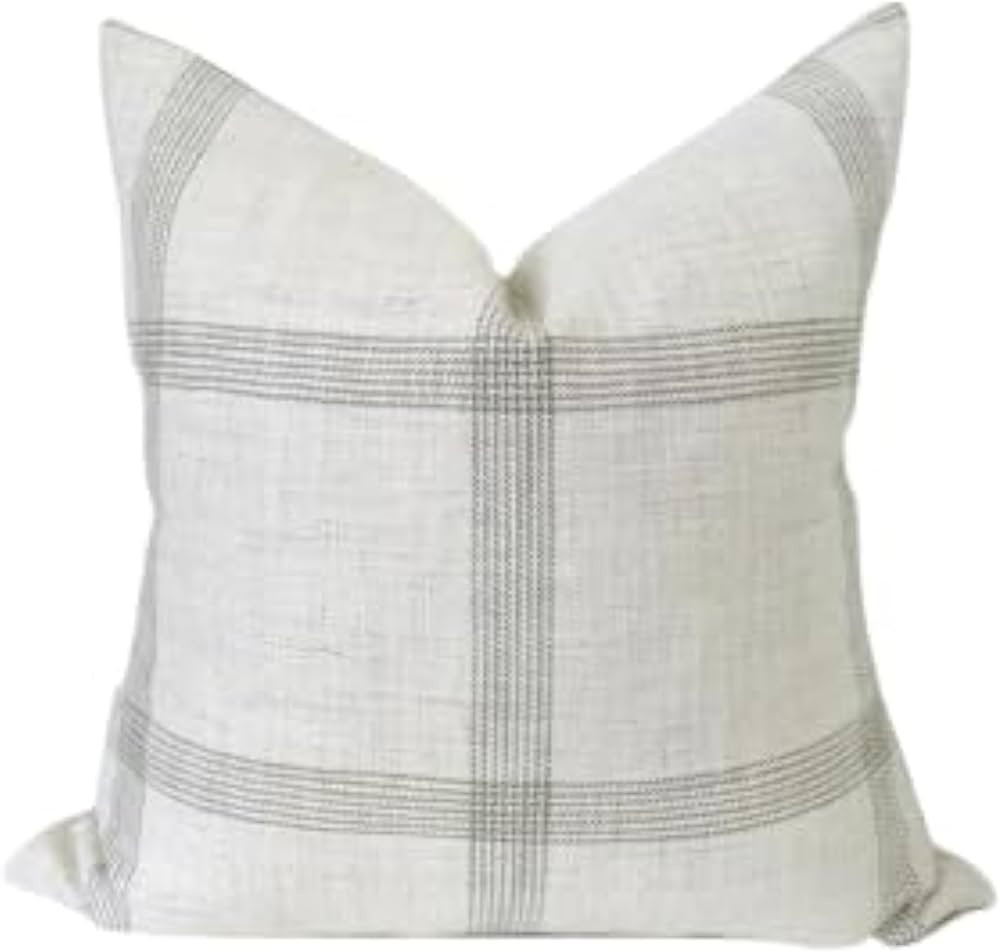 Pillow Cover Linen Lightweight 20 x 20 in Double Sided Block Print with Zipper Easy Removal Home ... | Amazon (US)