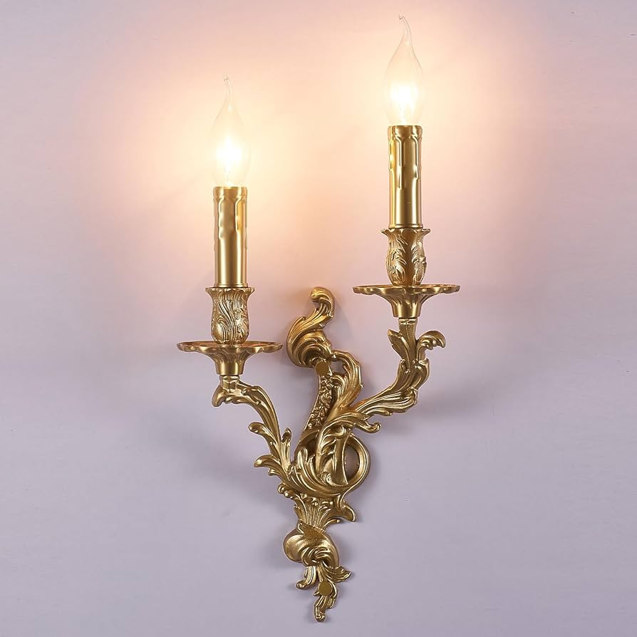 Rustic Brass Wall Sconce French Wall Light Fixture Retro Farmhouse Mid Centry Lantern Wall Sconce... | Amazon (US)