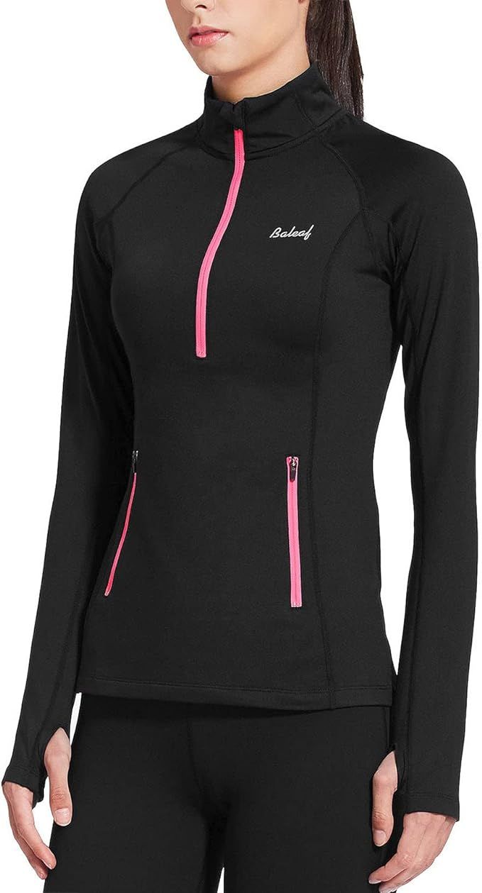 BALEAF Women's Thermal Fleece Half Zip Thumbholes Long Sleeve Running Pullover | Amazon (US)