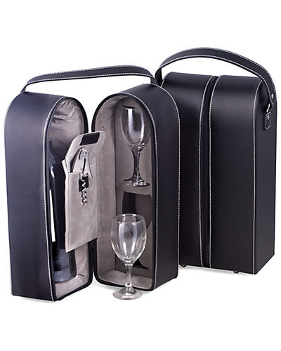 Bey-Berk Black Leather Wine Caddy | Ruelala