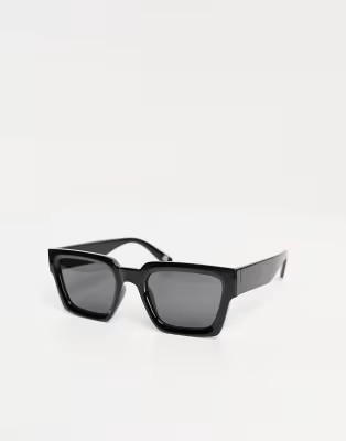 ASOS DESIGN bevel square sunglasses in black | ASOS (Global)