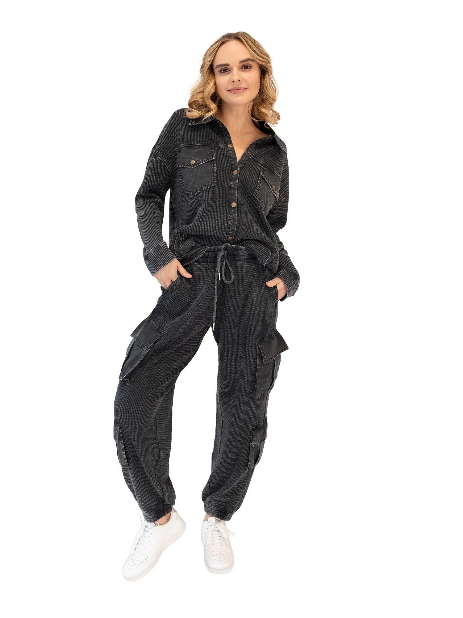 Hard Tail Women's Thermal Shacket & Cargo Pant Set | Walmart (US)