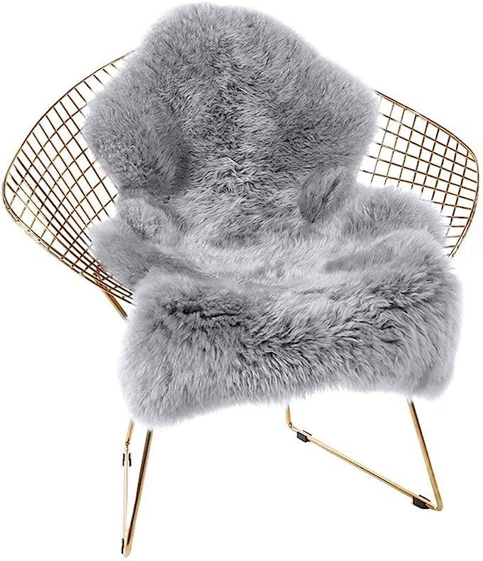 HEBE Faux Fur Rug Sheepskin Rug Runner 2 x 4 ft Soft Fluffy Sheepskin Chair Cover Seat Cushion Pa... | Amazon (US)