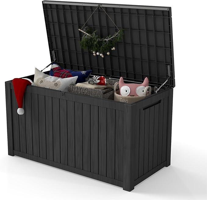 200 Gallon Waterproof Large Resin Deck Box Indoor/Outdoor Lockable Storage Container and Seating ... | Amazon (US)