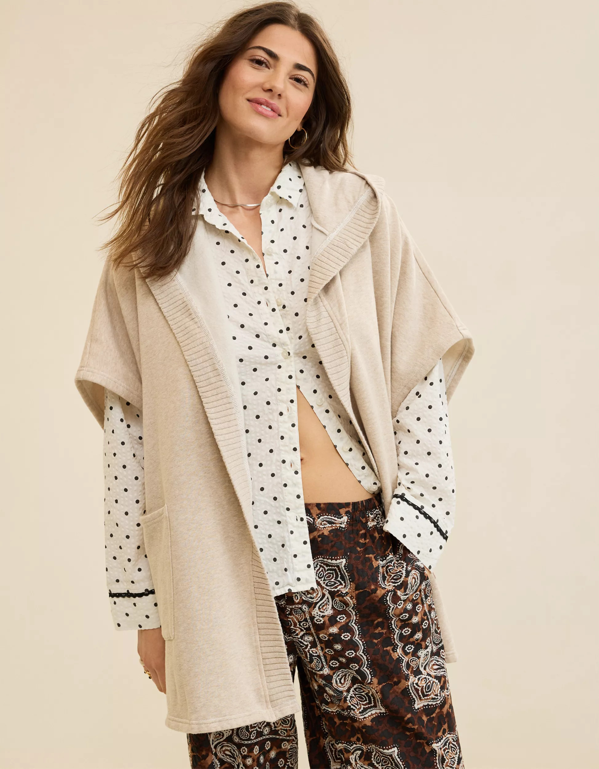 Aerie Hooded Fleece Cape | Aerie