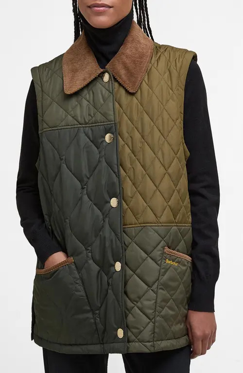 Barbour Lorrie Convertible Quilted Jacket in Fern Leaf/Sage/Light Sage at Nordstrom, Size 14 Us | Nordstrom