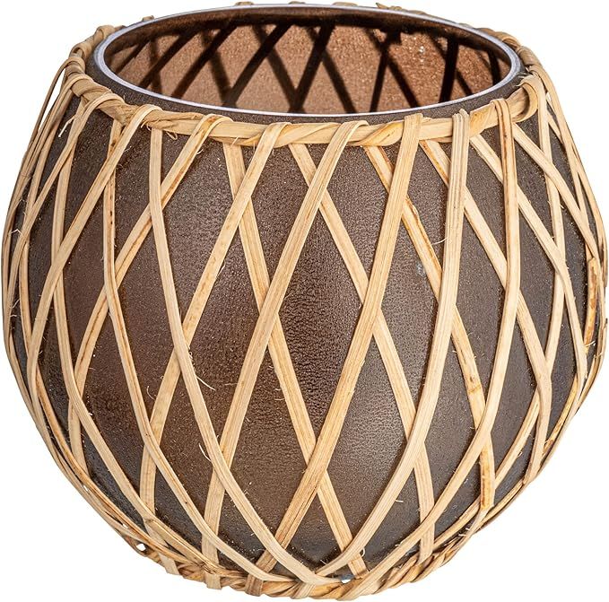 Creative Co-Op Glass Votive Woven Rattan Sleeve, Brown and Natural Pillar Candle Holder | Amazon (US)