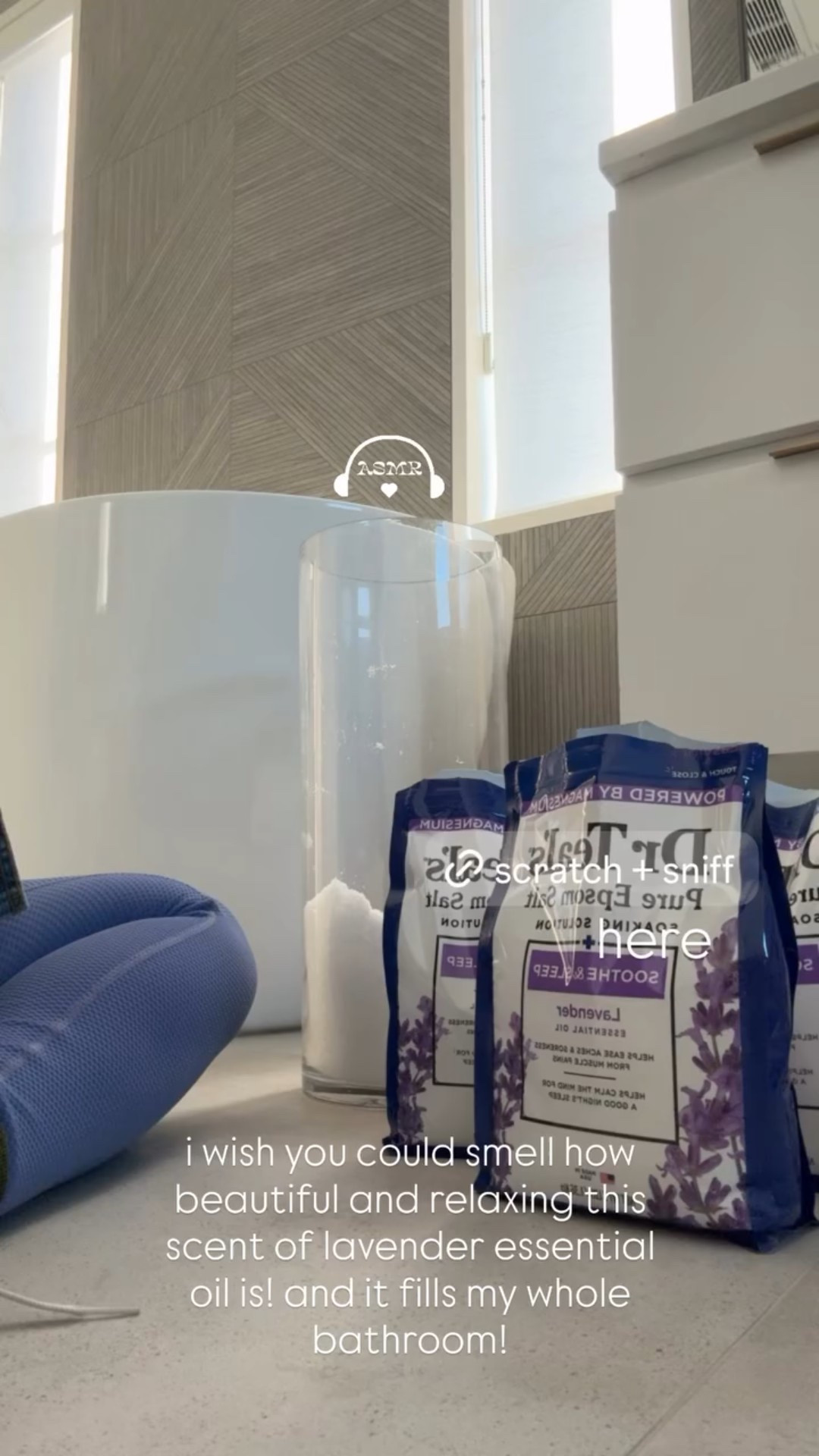 here i wish you could smell how beautiful and relaxing this scent of lavender essential oil is! and it fills my whole bathroom!