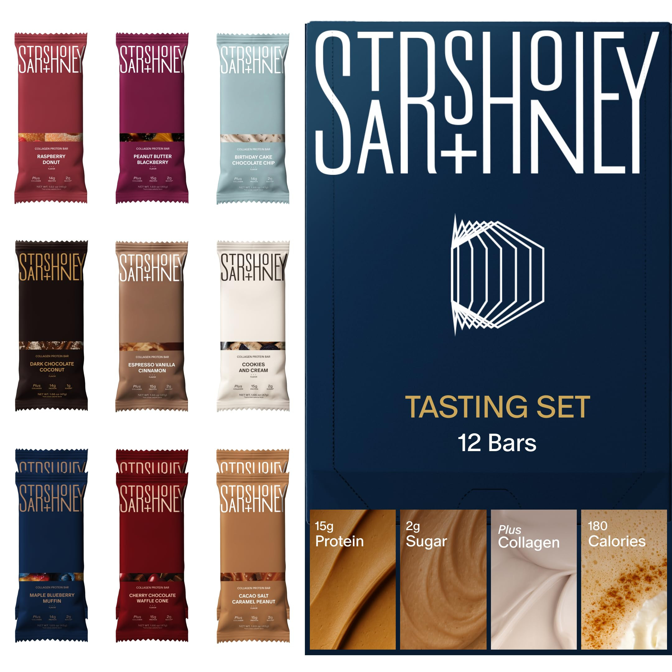 Stars + Honey Protein Bars, Tasting Set, 14-15g Protein, 1-3g Sugar, with Collagen Peptides, Dair... | Amazon (US)