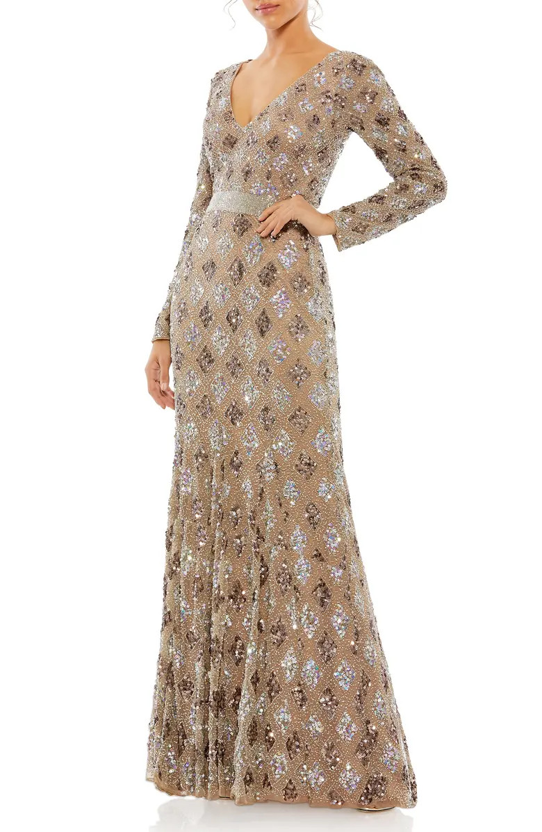 Mac Duggal Long Sleeve Sequin Trumpet Gown | Nordstrom | Nordstrom
