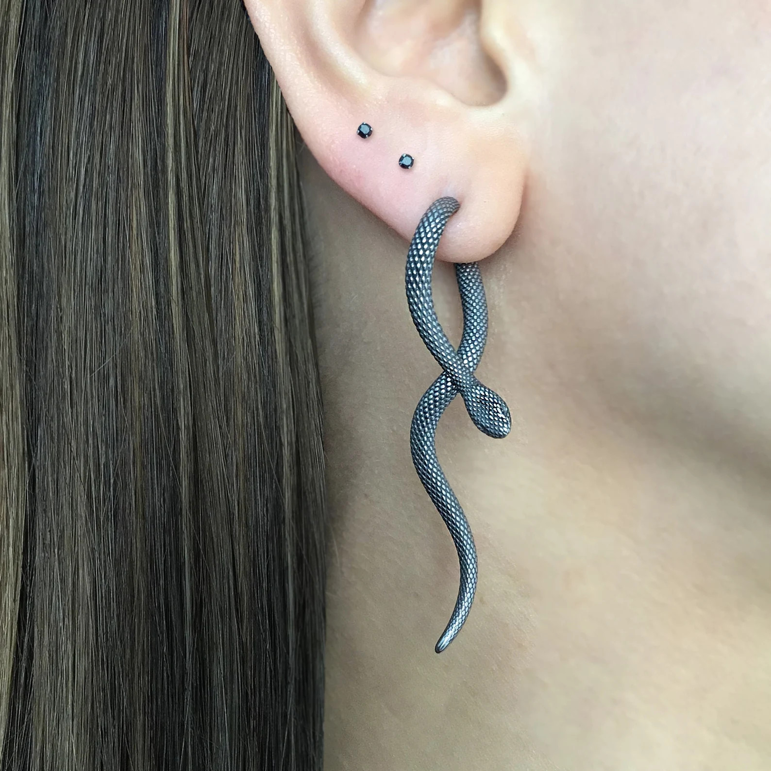 Snake earrings, Front back earrings, snake earrings, stainless steel earrings, gothic jewelry, ea... | Etsy (US)